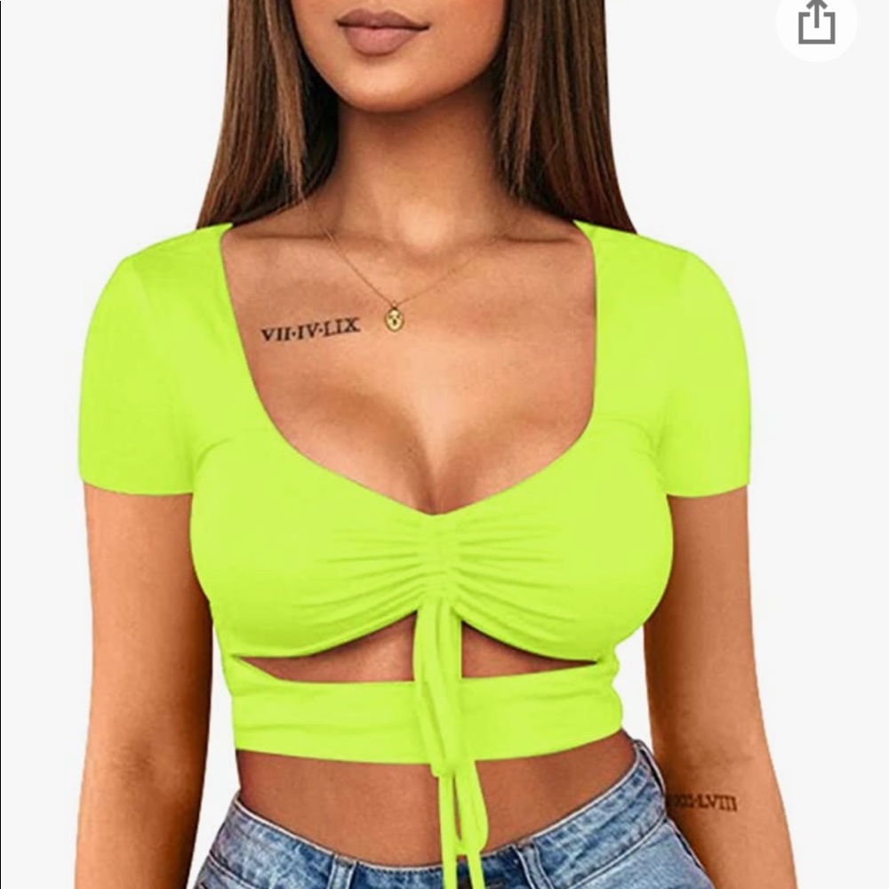 Cutout lime crop top